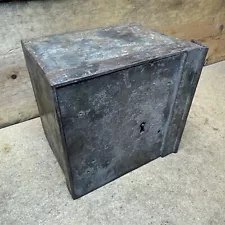 Vintage 6" Steel Iron Metal Hidden Personal Wall Floor Safe Lock Box NO KEY