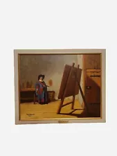 Artist in his studio framed oil reproduction of an origin. painting by Rembrandt