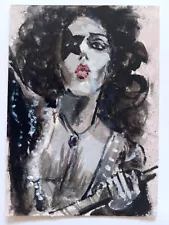 ACEO Paul Stanley KISS 1/1 ATC Original Painting Thayer Art MUSIC Rock Icons