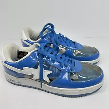 A Bathing Ape Bape STA Low Clear Toes Blue And White Size 10.5 FS-001 Read