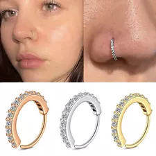 Nose Zircon Ring Nose Rings Lip Tragus Lobe Ear Piercing Surgical Steel Hoop