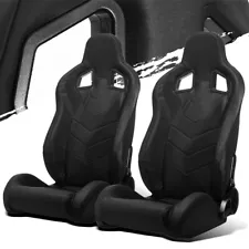 Black PVC Leather Left/Right Reclinable Elite Style Racing Car Seats + Slider