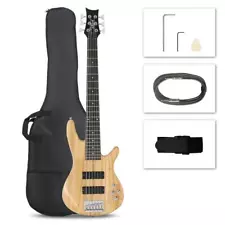 Glarry Full Size GIB 6 String H-H Pickup Electric Bass Guitar for Beginner & Bag