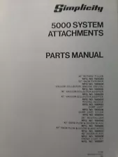 Simplicity 5000 System Lawn Garden Tractor Implements Parts Manual Tiller Dozer