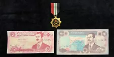 VTG Iraqi Medal for Bravery, And 5 & 250 Dinars Bank Notes - Saddam Husseins Era