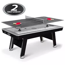 80” Air Hockey Table With Table Tennis Ping Pong Top 2-In-1 Indoor Family Game