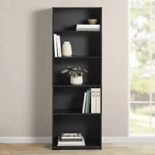 Mainstays 5-Shelf Bookcase with Adjustable Shelves, True Black Oak