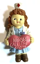 “Nurses Call The Shots” Resin Figurine 4" Little Girl Nurse Holding Heart