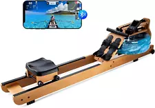 Water Rowing Machine for Home Use, Solid Wood Rower Machine with Upgraded Handle