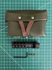 M91/30 Mosin Nagant Muzzle Brake with Chinese Type 53 Carbine Leather Ammo Pouch