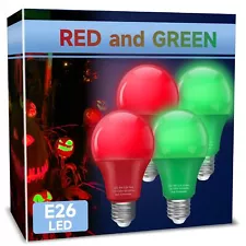 Red and Green Light Bulbs, 9W A19 LED Christmas Light Bulbs, E26 Red Light Bu...