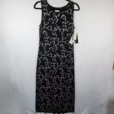 I.N San Francisco Size 10 Sleeveless Long Dress Black NEW NWT VINTAGE Vines