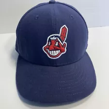 Cleveland Indians Cap Hat Size 7 Chief Wahoo Blue Official On Field Banned Logo