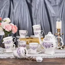 English Style Porcelain Tea Set Floral Vintage China Teapot Wedding Gift for Her