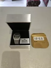 Rare Vintage 1970s Avia LCD Digital Quartz watch with original box