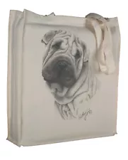 Shar Pei (c) Cotton Shopping Bag Tote with Gusset for Xtra Space Perfect Gift