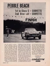 '56 Chevy CORVETTE Race Winner AT Pebble Beach, Sharp B&W, USA Issue Magazine Ad