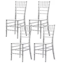 Set of 4 Chiavari Clear Resin Acrylic Dining Chair for Weddings and Events