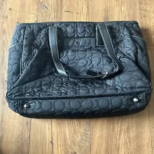 Black COACH Diaper Bag Tote Quilted Puffer Logo Purse