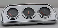 Vintage Stewart Warner 3 Gauge Trio 60’s SW Oil Fuel Amps & Chrome Bezel Used