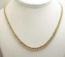 18" Graduated Tight Curb Cuban Link Chain Necklace Real 10K Yellow Gold