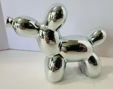 Metallic Silver Balloon Dog 4″ Statue Figurine Abstract Modern Small Shiny