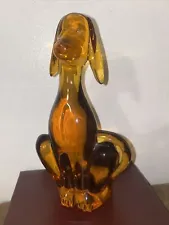 Viking Glass Company Epic Hound Dog 8” tall in Honey Amber 1961 to 1968 VTG MCM