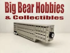 New 1/64 DCP/FG Silver Wilson Tandem Axle Vintage Slat Side Cattle Pot Trailer