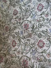 3+ Yards FLORAL Jacquard Brocade Upholstery Fabric Subtle Colors on Cream