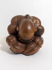 Weeping Buddha Statue / Crying Buddha 7 Inches High Sculpture Appears Wood Grain