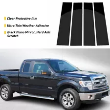 For 2004-14 Ford F-150 F150 Super Cab Crew Pillar Post 4x Window Door Trim Black