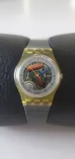 1986 Swatch Jelly Fish Skeleton Watch, Gray Strap- New Battery Runs Great