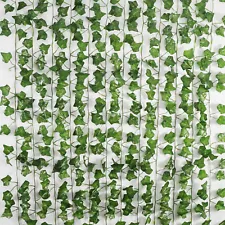 EZFLOWERY 12 Strands 84 Feet Artificial Ivy Vines Leaves, Silk Garland Fake