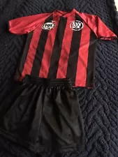 Youth YXS Soccer Uniform Costume Jersey Top & Shorts Set Red & Black Sport Play