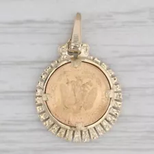 1945 Dos Pesos Coin Pendant 14k 20k Gold Vintage Mexico Eagle Seal Pendant