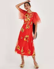 Monsoon size 22 new tags Claudia dress red floral wedding occasion