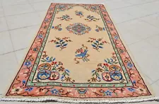 Authentic Hand Knotted Vintage Tibet Wool Area Rug 4.5 x 2.4 Ft (4222 KAR)