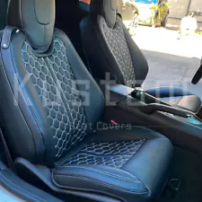 For 10-15 Camaro LT LS SS Coupe Leather Black W/ Honeycomb Accent Seat Cover Set