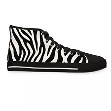 Zebra Print Hi Top Sneakers White Black Womens Shoes Animal Inspired Footwear