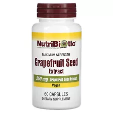 NutriBiotic Grapefruit Seed Extract 250 mg 60 Capsules Egg-Free, Gluten-Free,