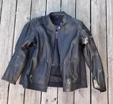 Victory Motorcycle leather Biker jacket Men's XL black Liner Padded Embossed