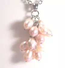 Freshwater Pink Pearl Pendant TGW 2.00Ct w/StainSteel Chain 28" Box #JN1063