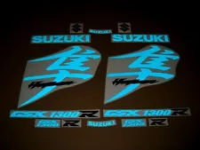 Decals for Suzuki Hayabusa 2nd gen. light reflective blue color stickers kanji