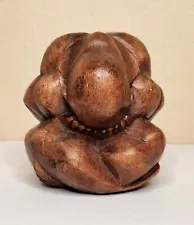 Sacred Weeping Buddha Sculpture Figurine Statue Yogi Solid Wood Asian Meditation