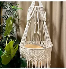 Macrame Cat Hammock Hanging Cat Bed - Boho Wall Hanging Cat Hammock for Indoo...