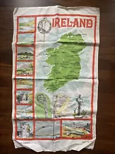 Irish Tea Towel Ireland Map Points of Interest Old Dublin Made in Ireland