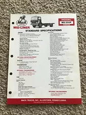 1985 Mack Mid-Liner model MS-200-P, original sales sheet.