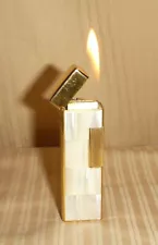 Vintage Mother of Pearl & Gold Tone Win Cigarette Lighter Japan 1950's Works