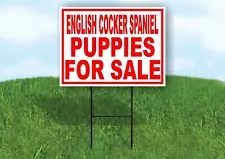 English Cocker Spaniel PUPPIES FOR SALE RED Yard Sign Road with Stand LAWN SIGN