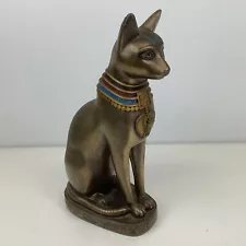 Vintage Veronese Gold Coloured Resin Egyptian Cat Statue (C1) S#542